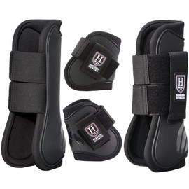Harrison Howard Horse Tendon Boots Open Front/Fetlock Boot for Horse Protective Boots for Jumping, Trail Riding Set of 4