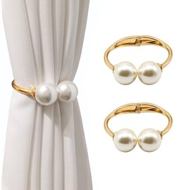 YINKE 2 Pcs Chunky Pearl Curtain Tassel Window Accessories Curtain Ornaments Drapery Tiebacks Tiebacks Decoration (Pearl 2)