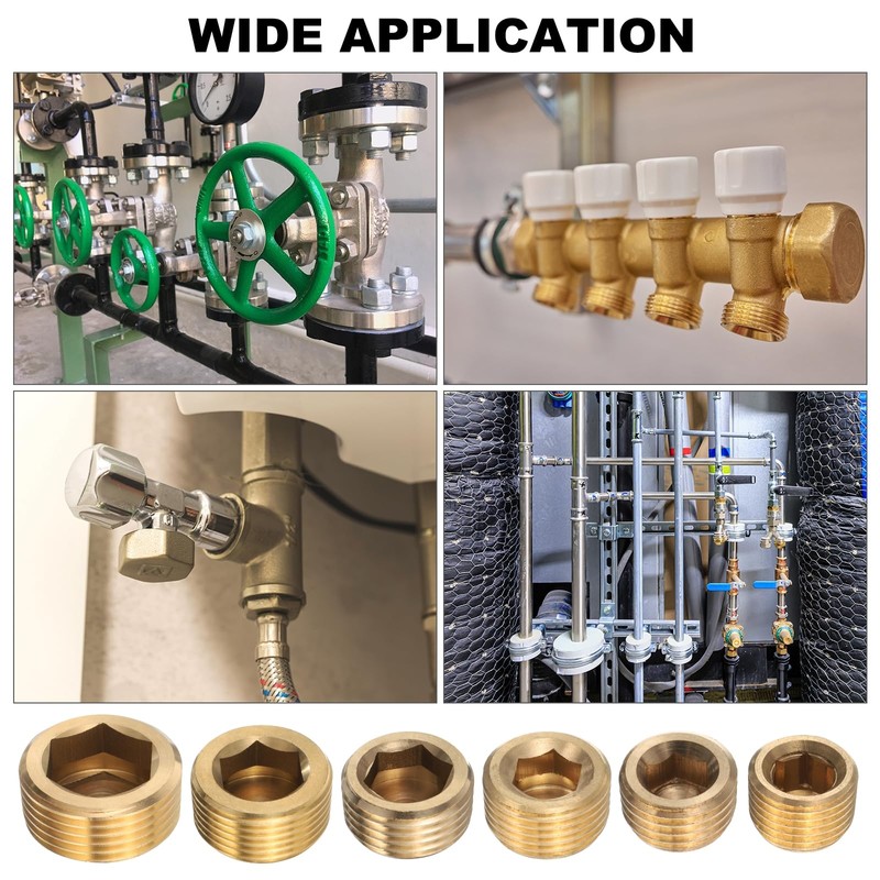 sourcing map 8 Pcs Brass Plug Hex Counter Sunk Plug,