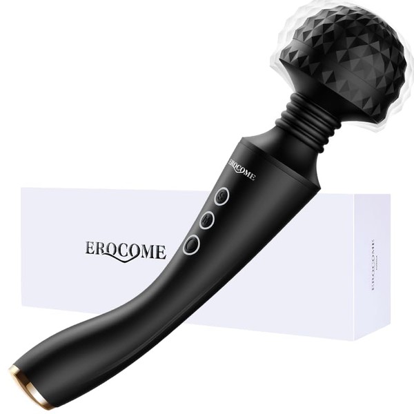 EROCOME New Heating Wand Massager with Flexiable Head 5 Speeds 10 Vibration Modes for Relaxing Tissue Muscles of Neck Shoulder Back, Powerful Electric Body Handheld Massager Great Gift for Women/Men