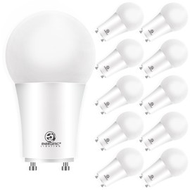 Energetic LED GU24 Light Bulb, A19 Shape 60 Watt Equivalent (8.5W), 4000K Cool White, 800 Lumens, Non-Dimmable, 2 Pin LED Light Bulb, UL Listed, 10 Packs