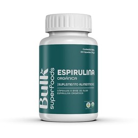 Bulk Superfoods Espirulina Orgánica 100 Natural Cápsulas 500 Suplemento Alimenticio Base Alga Spirulina Gluten Multivitaminico Hombre Mujer