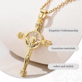 Kreuz Kette, Gold Kreuz Anhänger Halskette, Damen AAA Zirkonia Kreuz Anhänger, Personalisierte Kette mit Kreuz, Hypoallergene 18K Vergoldete Kette, Modeschmuck für Frauen Mädchen Geschenk