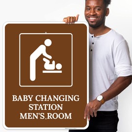 Baby Changing Station Men's Room Sign, 24x30 Inches, Rust Free .063 Aluminum, Fade Resistant, Made in USA