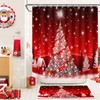 Hewego Shining Christmas Tree Bathroom Sets with Waterproof Shower Curtain