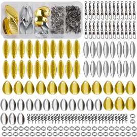 Colorado Blades Fishing Spinner Making Kit Willow Blades for DIY Rig Spinnerbait Fishing Lure Making Kit,155pcs Fishing Blades Snap Swivel Split Ring Se