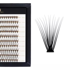 MANY BEAUTY False Eyelash Clusters "Superblack" Pack of 200 - Single Eyelash Extensions Set 8-14 mm - Cluster Lashes for Eyelash Extension - Rounded Head Artificial Eyelashes (B)