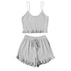 Avanova Women Pajama Set Ruffle Trim Cami Top and Shorts
