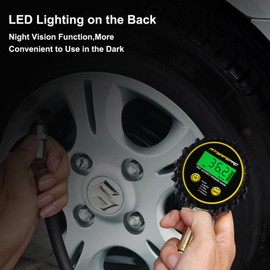 Digital Tyre Pressure Gauge 200 PSI,ATsafepro Car Tyre Pressure Gauge with Flexible Hose and Backlight LCD Display,Digital Pressure Gauge Certified ANSI B40.1 Accurate for Car, Truck, SUV, Motorcycle