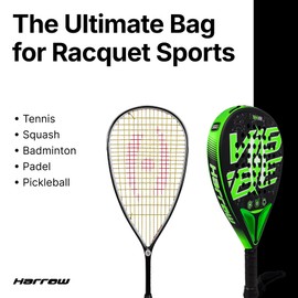 Harrow Sports Premium Racquet Bag for Tennis, Squash, Badminton & Padel Racquets | Made from Durable Material | Padded Straps | Unisex Tennis Bag for Men & Women | Black & White