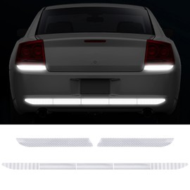7 Pcs Auto Strong Reflective Stickers Includes Car Bumper Reflective Stickers Car Trunk Reflective Stickers Night Visibility Reflective Decal Waterproof Self Adhesive Stickers for Car Safety (White)