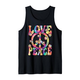 Love Peace Sign 60s 70s Outfit Hippie Costume Women Girls Tank Top