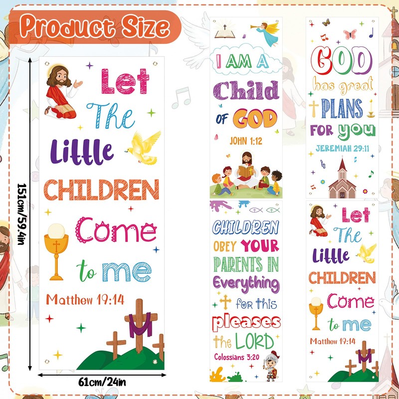 Tudomro 4 Pcs Sunday School Decor for Classroom School Bible