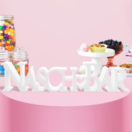 Lets Joy Naschbar Decoration, Candybar Decorative Wood, Candy Bar Sign, Naschbar Accessories, Candy Bar Lettering Wood, Wooden Decoration, Snackable, Table Ornament for Wedding, Party, Engagement,