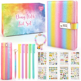 Secret Diary for Girls, Diary with Lock for Teenage Girls Age 8-15, Gifts for Girls 9 10 11 12 13 14 Year Old Birthday Valentine's Day Back to School, Lockable Journal for Girls Notebook Pen Presents