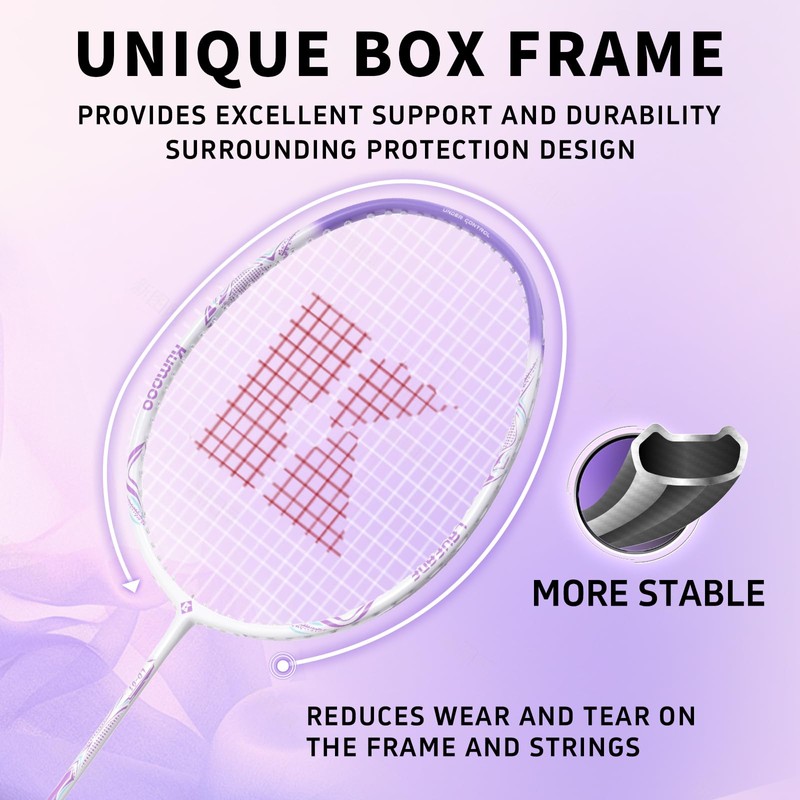 KUMPOO Badminton Set with 2 Carbon Shaft Badminton Rackets, Replacement