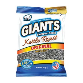 GIANTS Kettle Roast Sweet & Salty Sunflower Seeds - Sunflower Seeds Bulk, Sunflower Seed Snack, Roasted & Lightly Salted Sunflower Seeds to Eat with 8g Protein Per Serving - 5 oz Bag (Pack of 12)
