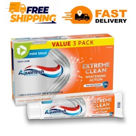 Aquafresh Extreme Clean Whitening Action Fluoride Toothpaste, 5.6 Oz, 3 Pack