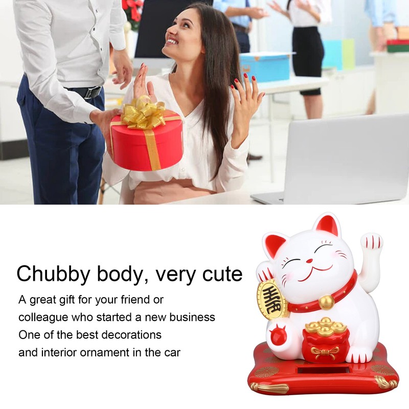 Lucky Cat Solar Powered Cute Decorative Wealth Welcoming Waving Fortune