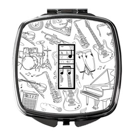 Caroline's Treasures CJ2007-ISCM Letter I Musical Note Letters Compact Mirror Decorative Travel Makeup Mirror for Women Girls Gifts Pocket Makeup Mirror Folding Handheld