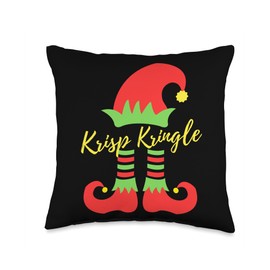 Funny Xmas Elf Shopp Krisp Kringle Elf Christmas Elves Funny Ugly Xmas Sweater Throw Pillow, 16x16, Multicolor