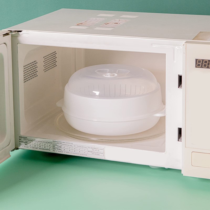 Plastic 1-Tier Microwave Steamer Heating Steamer, Vegetable Steamer for Cooking