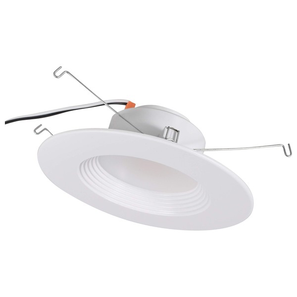 Sylvania 5"/6" RT Recessed LED Downlight with Integrated Trim, 10.5W=75W, Dimmable, 900 Lumens, 3000K, White - 1 Pack (40633)