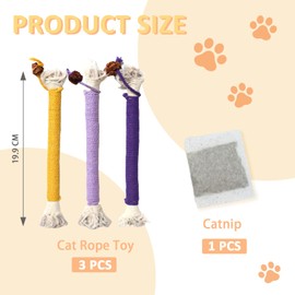 Hebterrka 3 Pack Cat Chew Toys 7.87 Inch with Catnip for Teeth Cleaning and Interactive Play