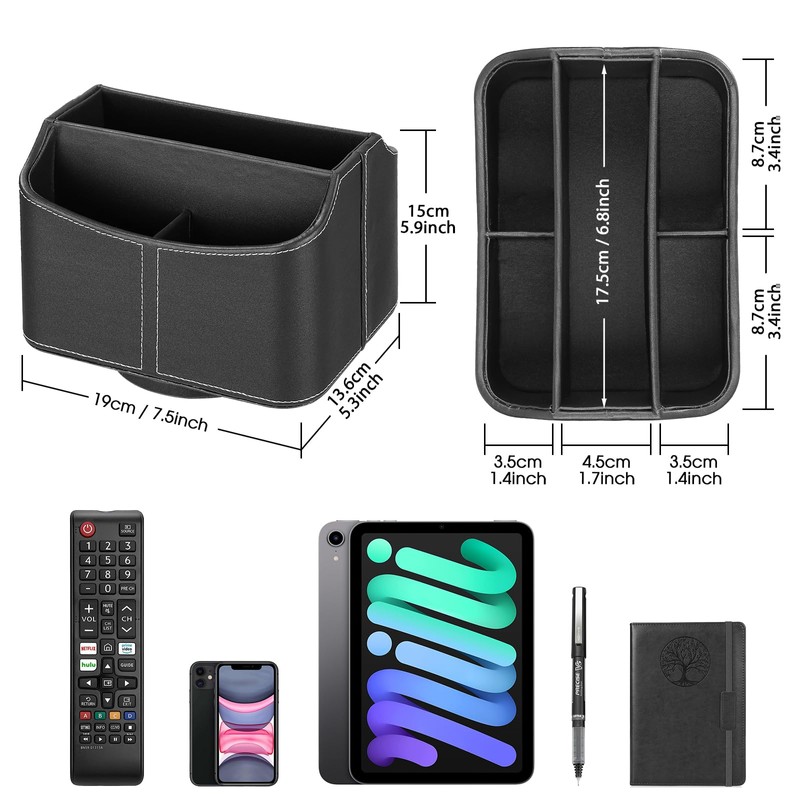 Esilihom Remote Control Holder, TV Remote Holder, PU Leather |
