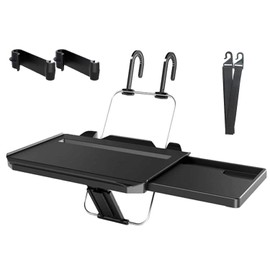 JUNHOM Car Steering Wheel Tray Multi-Functional Back Seat Headrest Tray Black Car Desk for Laptop Working Writing Eating Food Drinking with Extended Drawer