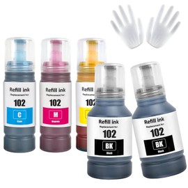 ASEKER 102 Ink Bottles Multipack Compatible for Epson EcoTank ET-2750 ET-2756 ET-2850 ET-2851 ET-2856 ET-3700 ET-3750 ET-3850 ET-4500 ET-4700 ET-4750 ET-4850 ET-4856 ET-15000 Printer (BK*2/C/M/Y)