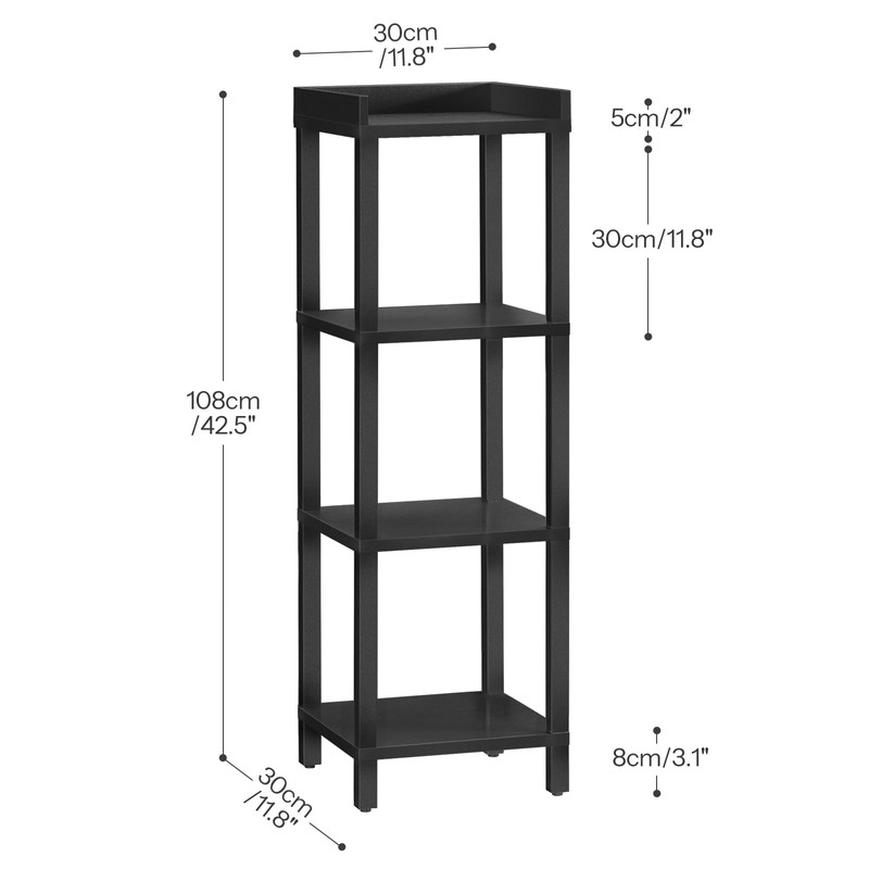 HOOBRO Small Bookcase, Industrial Style Bookshelf for Narrow Spaces, 4-Tier