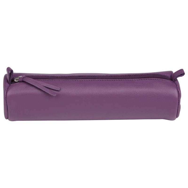 Clairefontaine 410163C Pencil Case Round Lambskin Leather Diameter 5.5 x