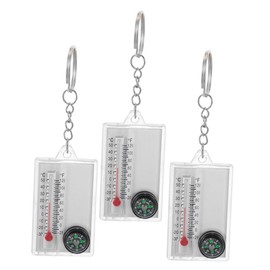 LIFKOME 3pcs Miniature Survival Compass Keychain with Thermometer Portable Navigation Tool for Camping Hiking Outdoor Adventures Durable Carabiner Clip for Easy Access