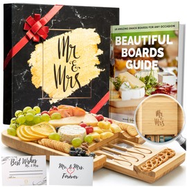 DELUXY Mr and Mrs Cheese Board - Wedding Gifts For Couples Unique 2025, Newlywed Gifts, Bridal Shower Gifts, Mr and Mrs Gifts, Bride and Groom Gifts, Wedding Anniversary Present, His and Hers Gifts