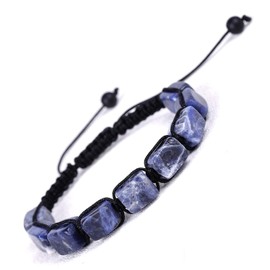 HESHPAWS Genuine Sodalite Adjustable Bracelets Crystal Healing Stones Bracelets Supernatural Reiki Stones Bead Bracelets Natural Stone Braided Bracelets (Sodalite)