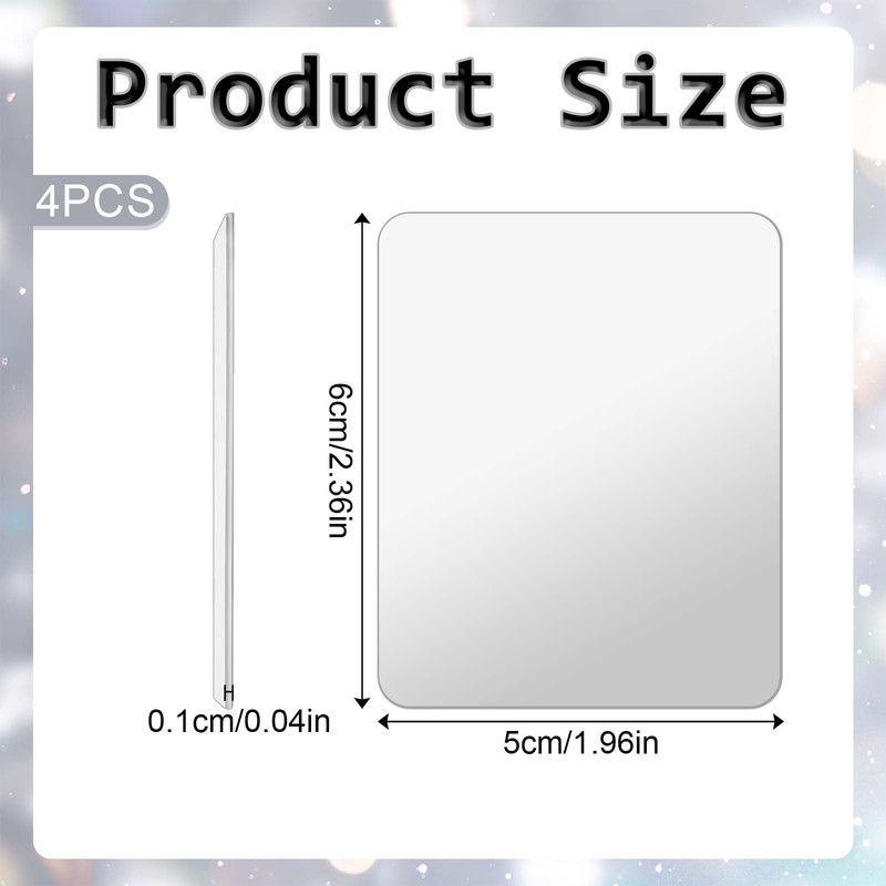 InnoHHustle 4pcs Mirror Decal - Adhesive Rectangular Smartphone Charm, Flat