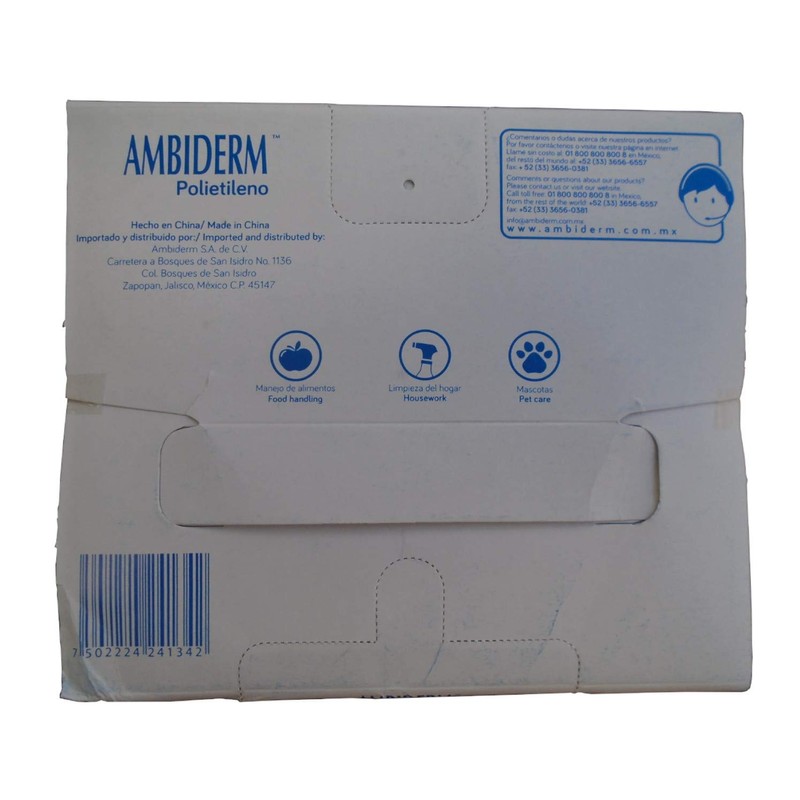 Guante de Polietileno Ambiderm Caja con 100 piezas