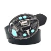 Style Pistol Revolver Gun Belt Buckle Feathers Turquoise Indian American