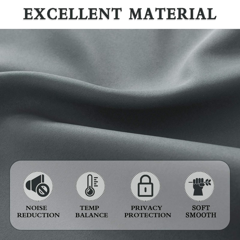 DONREN Medium Grey Small Curtains for Bathroom -Blackout Thermal Insulating