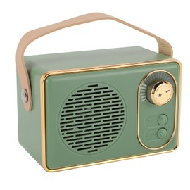 Retro BT Speaker, Portable Speaker with Classic Design, 360° Stereo Sound, 500 mAh Leather Carry Handle, Speaker for Bedroom, Children's Room (Green)