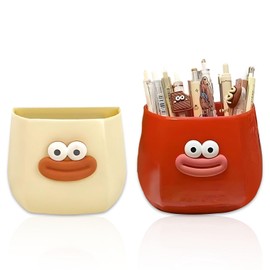 Qixuer Pen Holder, Pack of 2 Pen Box Container for Pens, Pen Holder Organiser for Office, Magnetic Storage Basket, 13 x 14 cm with Magnetic Sticker for Attaching to the Fridge