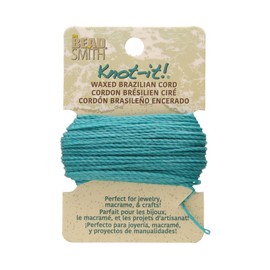 The Beadsmith Knot It Waxed Polyester Cord – Aqua Color – 1mm Diameter – Light Wax, 15 Yards Per Card – Make Jewelry, Macrame, Friendship Bracelets and DIY Crafts