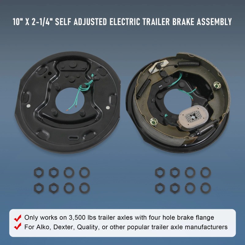 JDMSPEED 2Pcs 10" x 2-1/4" Electric Trailer Brake Assemblies for