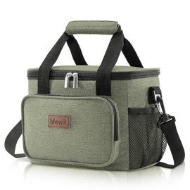 Lifewit Medium Lunch Bag Insulated Lunch Box Soft Cooler Cooling Tote for Adult Men Women, Dark Green 12-Can (9L)