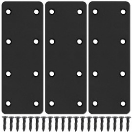 Flat Straight Brace Brackets, Mending Flat Plate Bracket, Stainless Steel Fixing Mending Plates for Repair Fixing Mending Joining Furniture, Black 3 Pcs