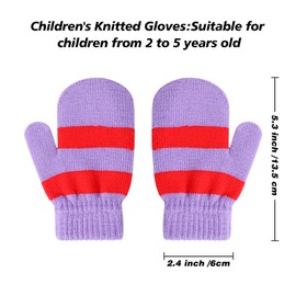 QKURT 6 Pairs Toddler Mittens, Winter Warm Knitted Stripe Gloves, Baby Stretch Mittens for Boys and Girls, Age 2-5 Years Old, multicoloured