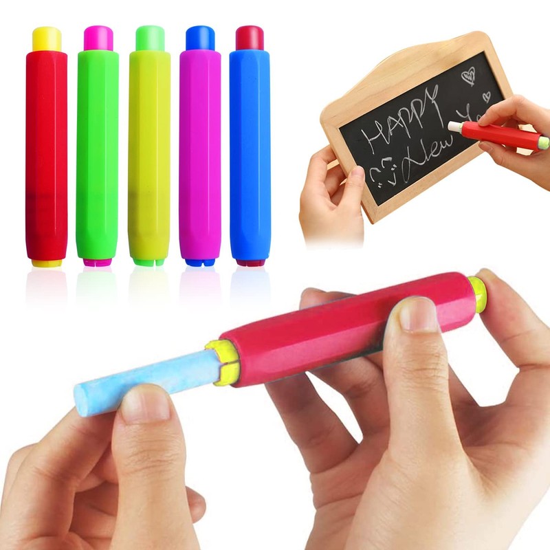 Paichley 5 Pieces Colorful Plastic Chalk Holders，Blackboard Adjustable Set for