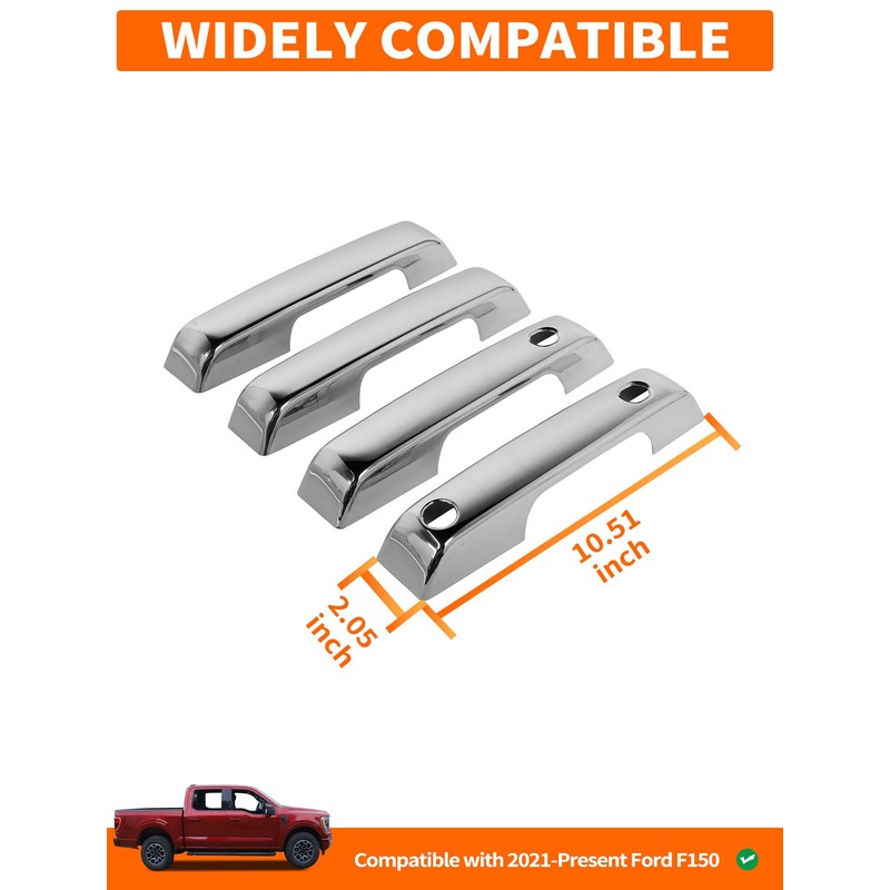 Savadicar 4-Piece Chrome Door Handle Cover Trim Set for 2021-Present