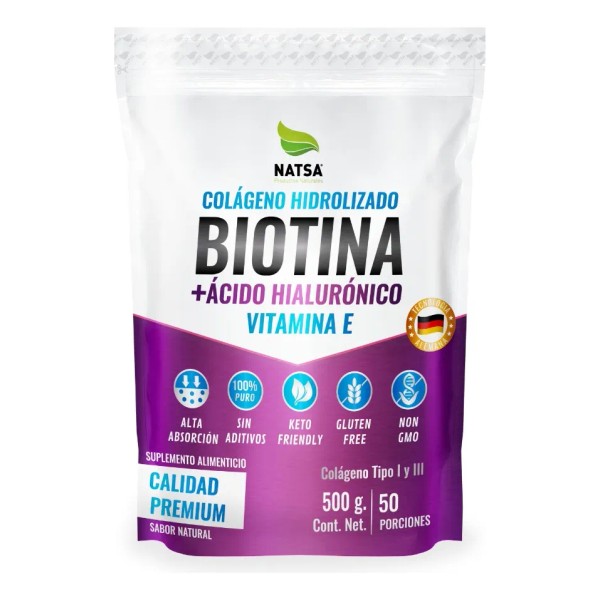 Biotina Con Colgeno cido Hialurnico Y Vitamina E, 500 G,